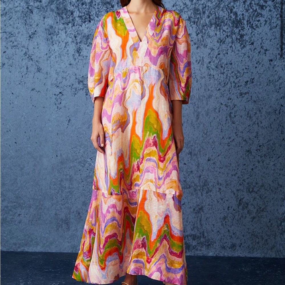 Marie Oliver Marlee Dress Pastel Marble Multicolor Summer Fun Maxi Dress